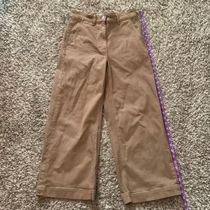 Everlane wide-leg dark khaki pants. Worn once and in perfect condition.